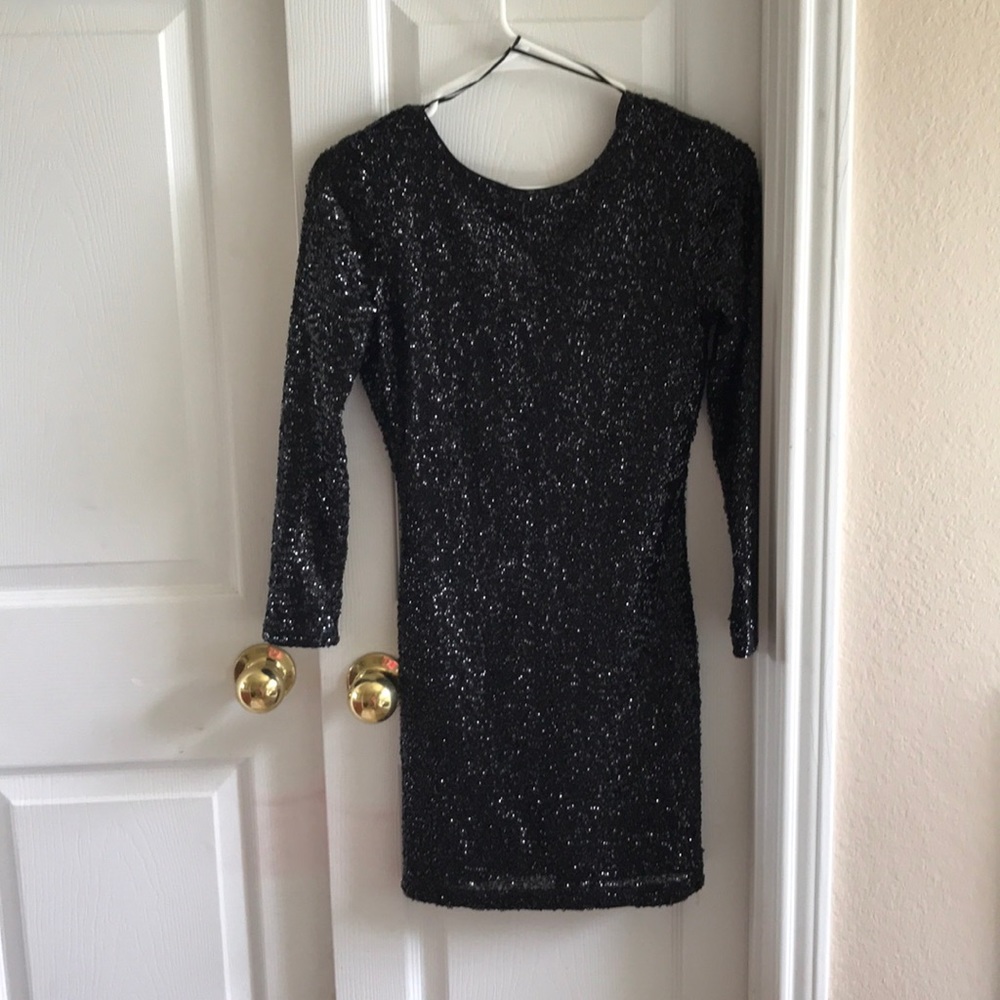 Black Sequin Mini Dress NWT